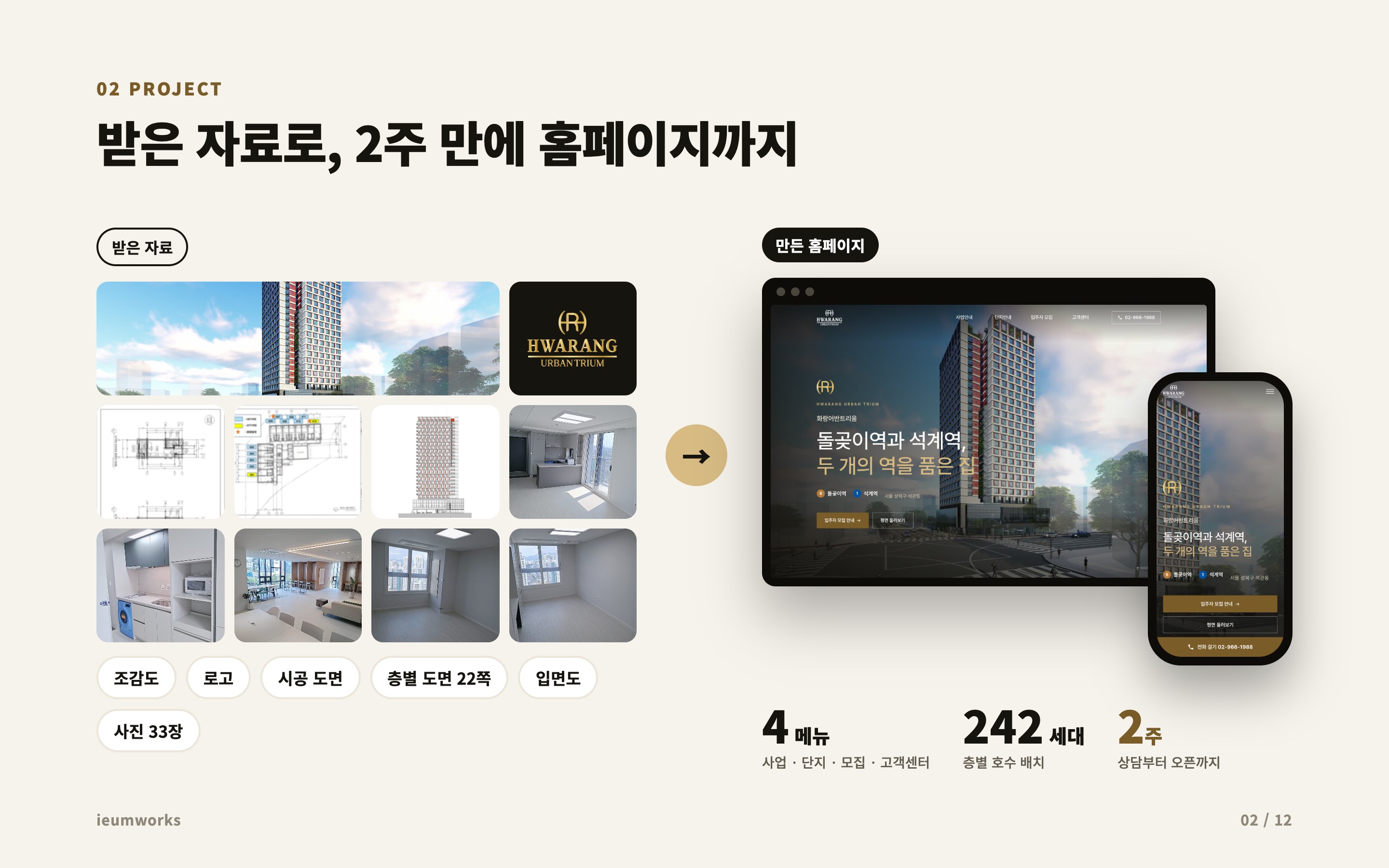아파트 홍보 홈페이지 「화랑어반트리움」 — 의뢰와 목표